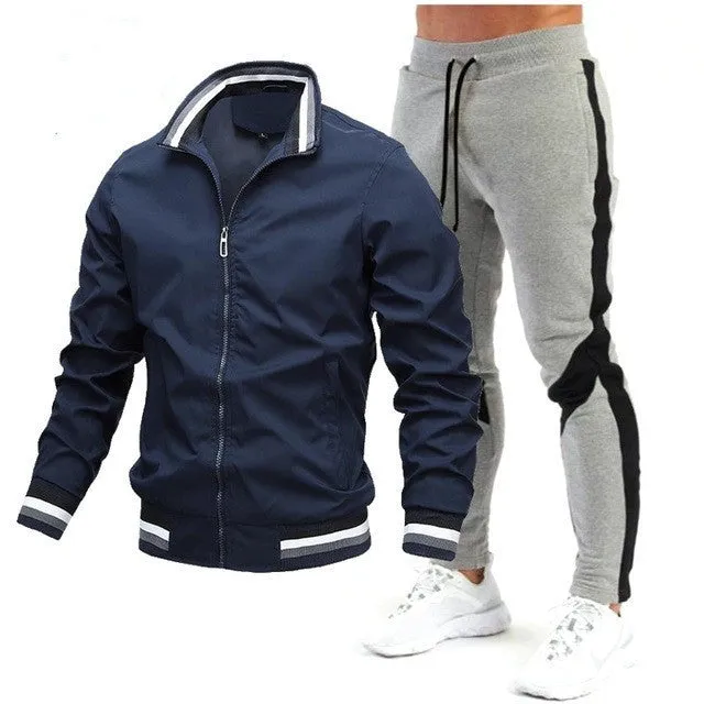 Street Running Sports Teen Jacket Stitching Printing Sweatpants Suit