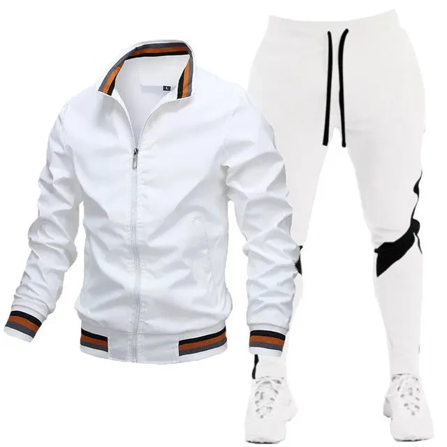 Street Running Sports Teen Jacket Stitching Printing Sweatpants Suit