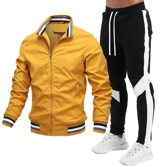 Street Running Sports Teen Jacket Stitching Printing Sweatpants Suit