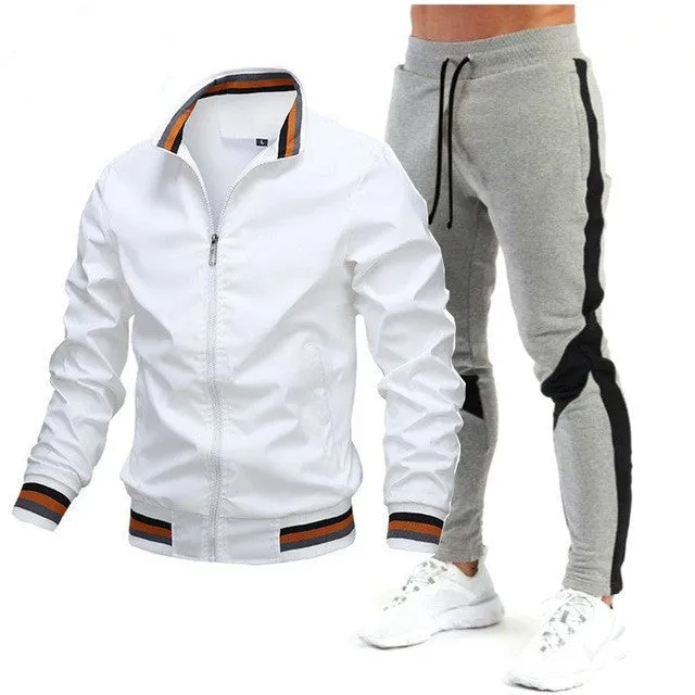 Street Running Sports Teen Jacket Stitching Printing Sweatpants Suit