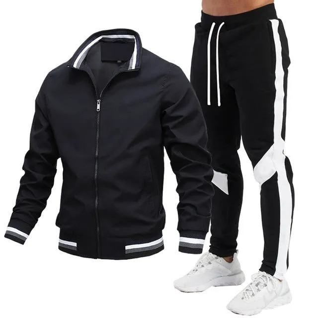 Street Running Sports Teen Jacket Stitching Printing Sweatpants Suit