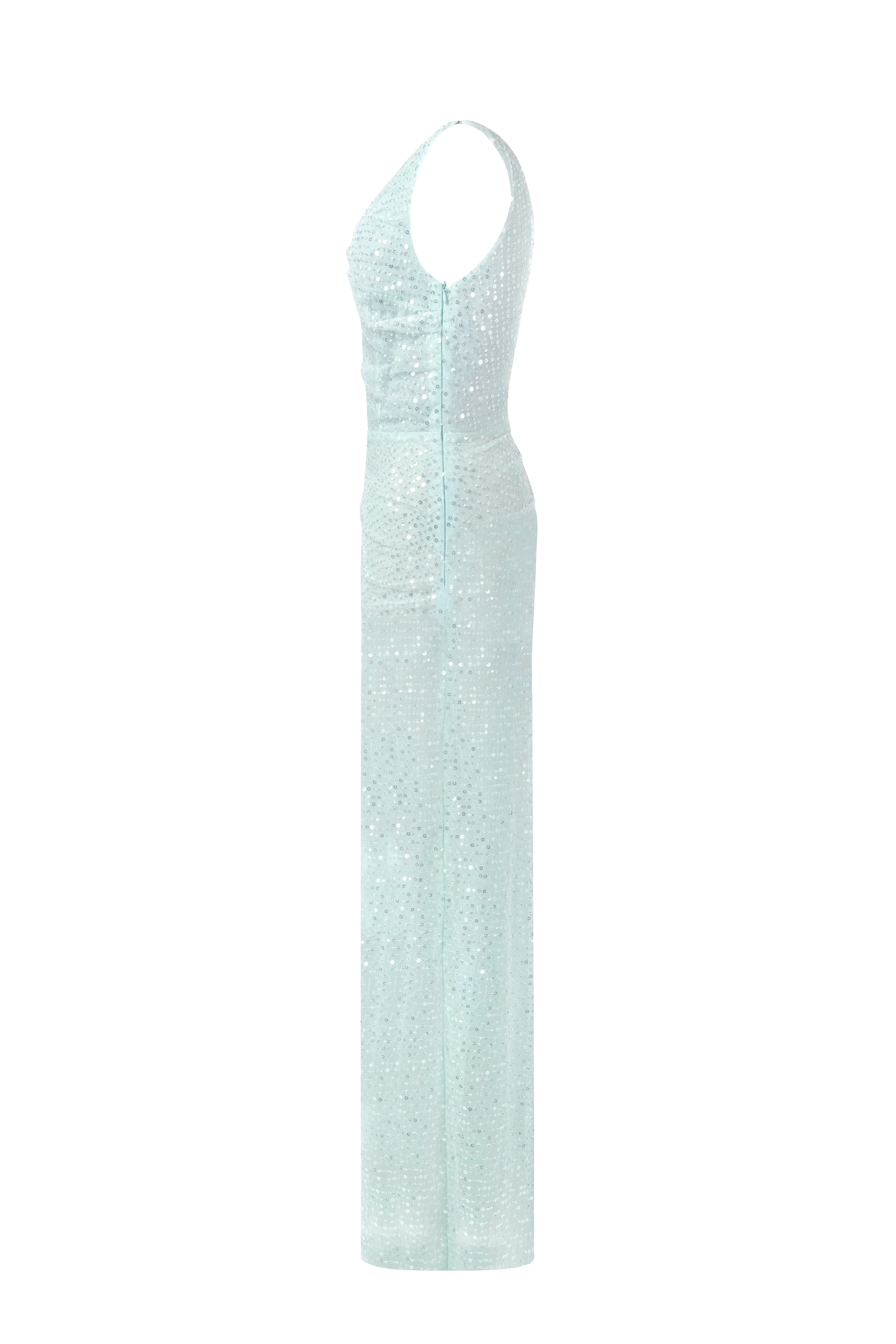 Striking sequined maxi dress in mint green