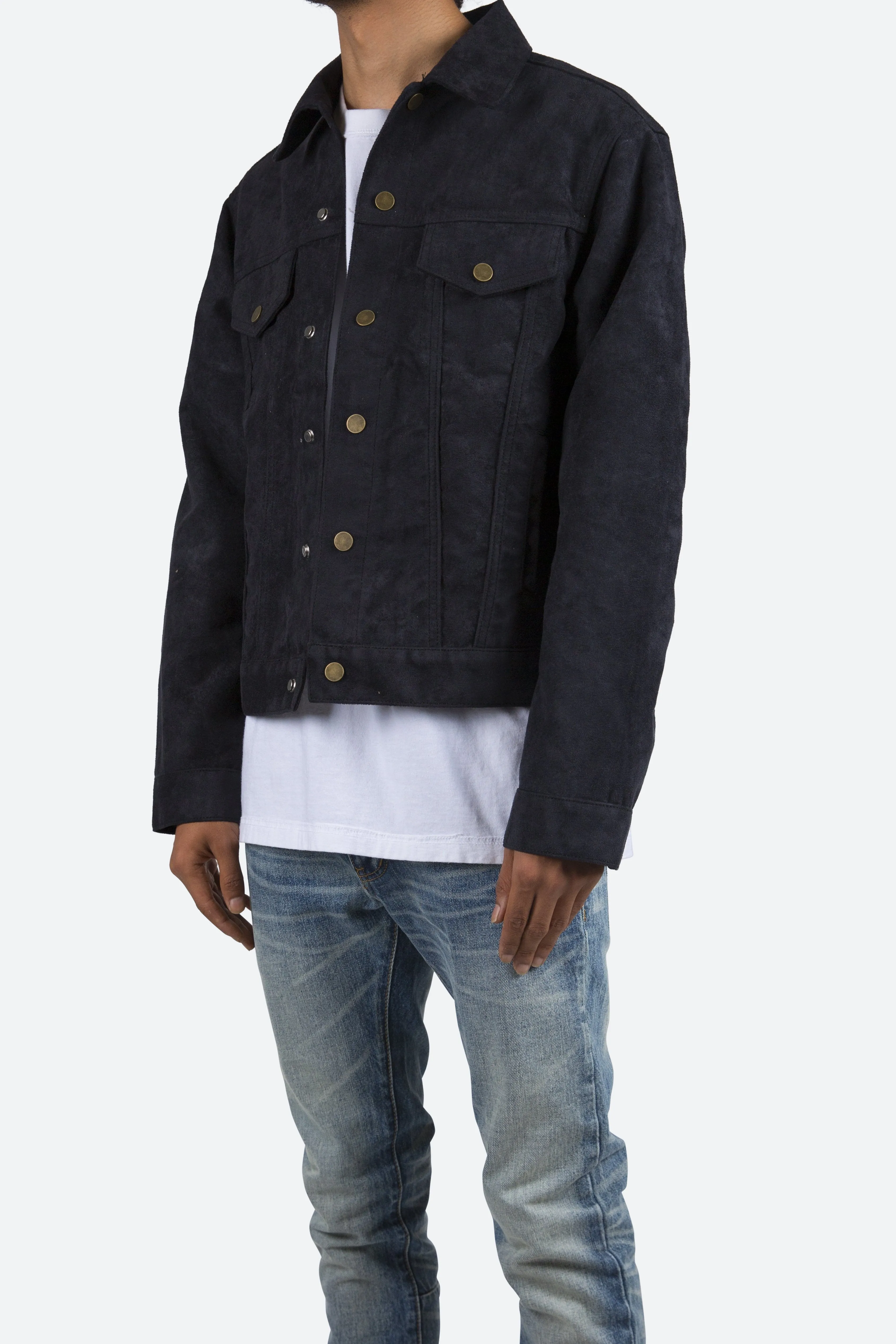 Suede Trucker Jacket - Black