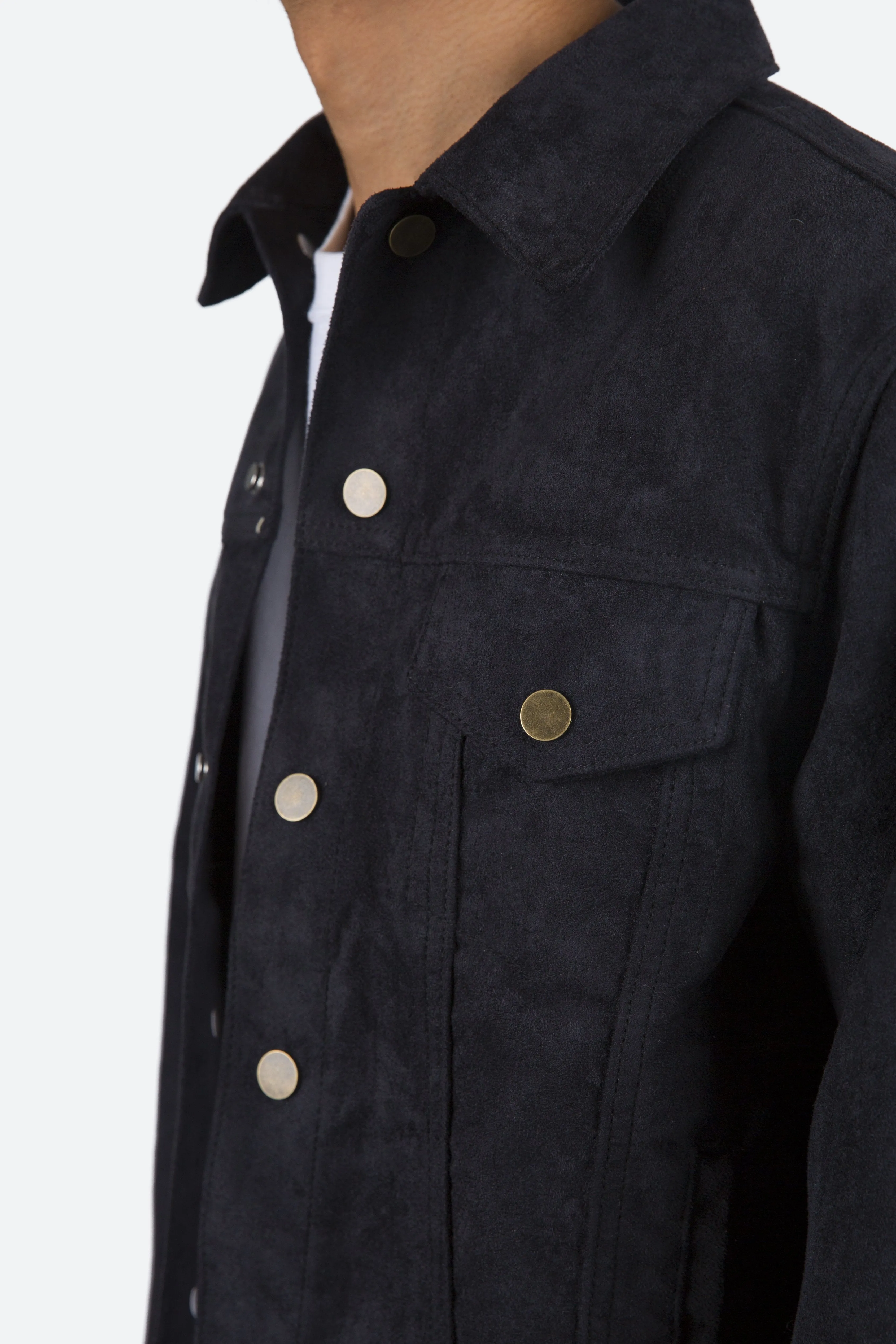 Suede Trucker Jacket - Black