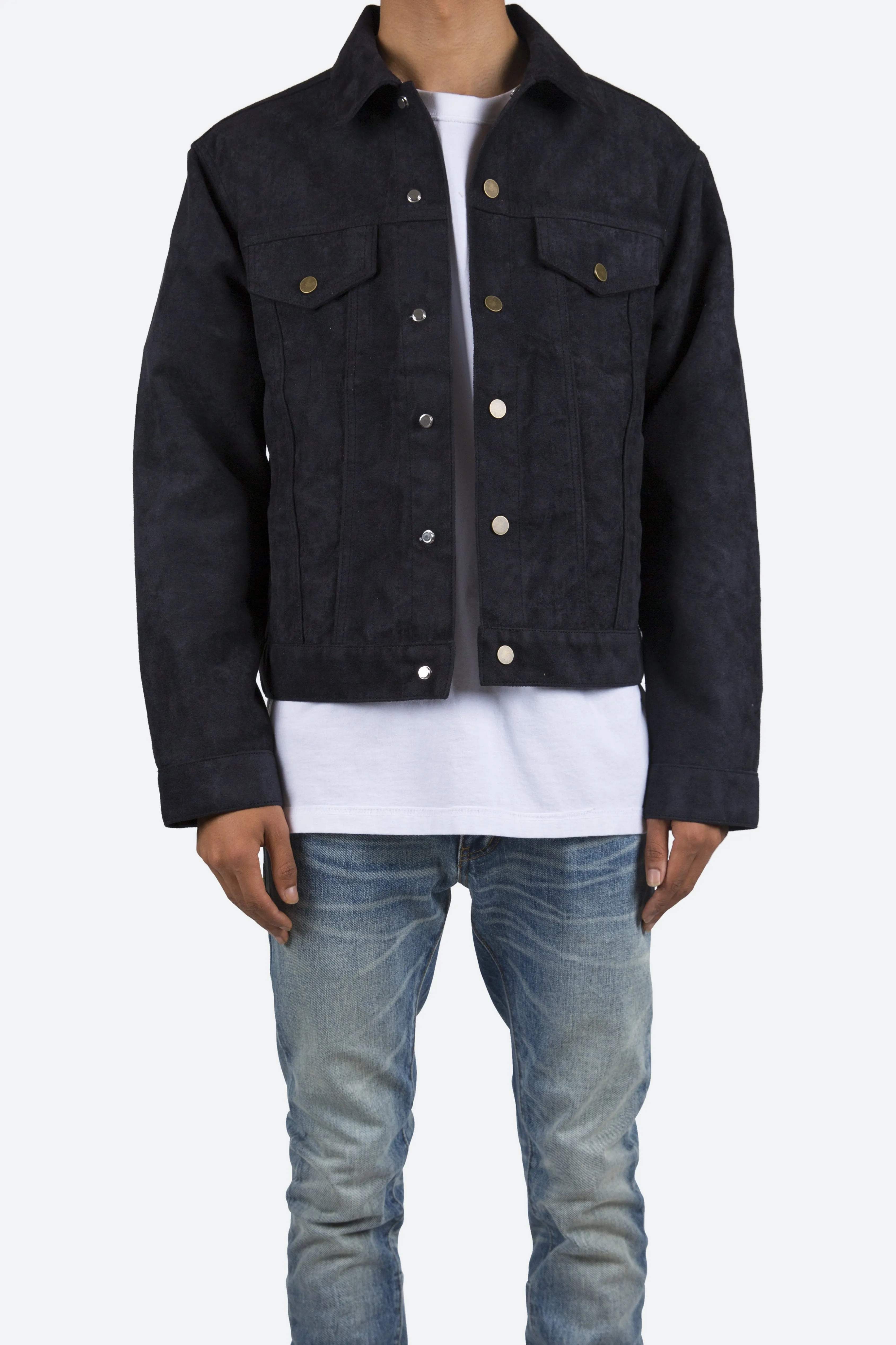 Suede Trucker Jacket - Black