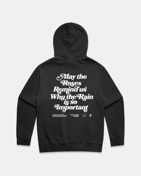 Sueded Slogan Hoodie - Faded Black