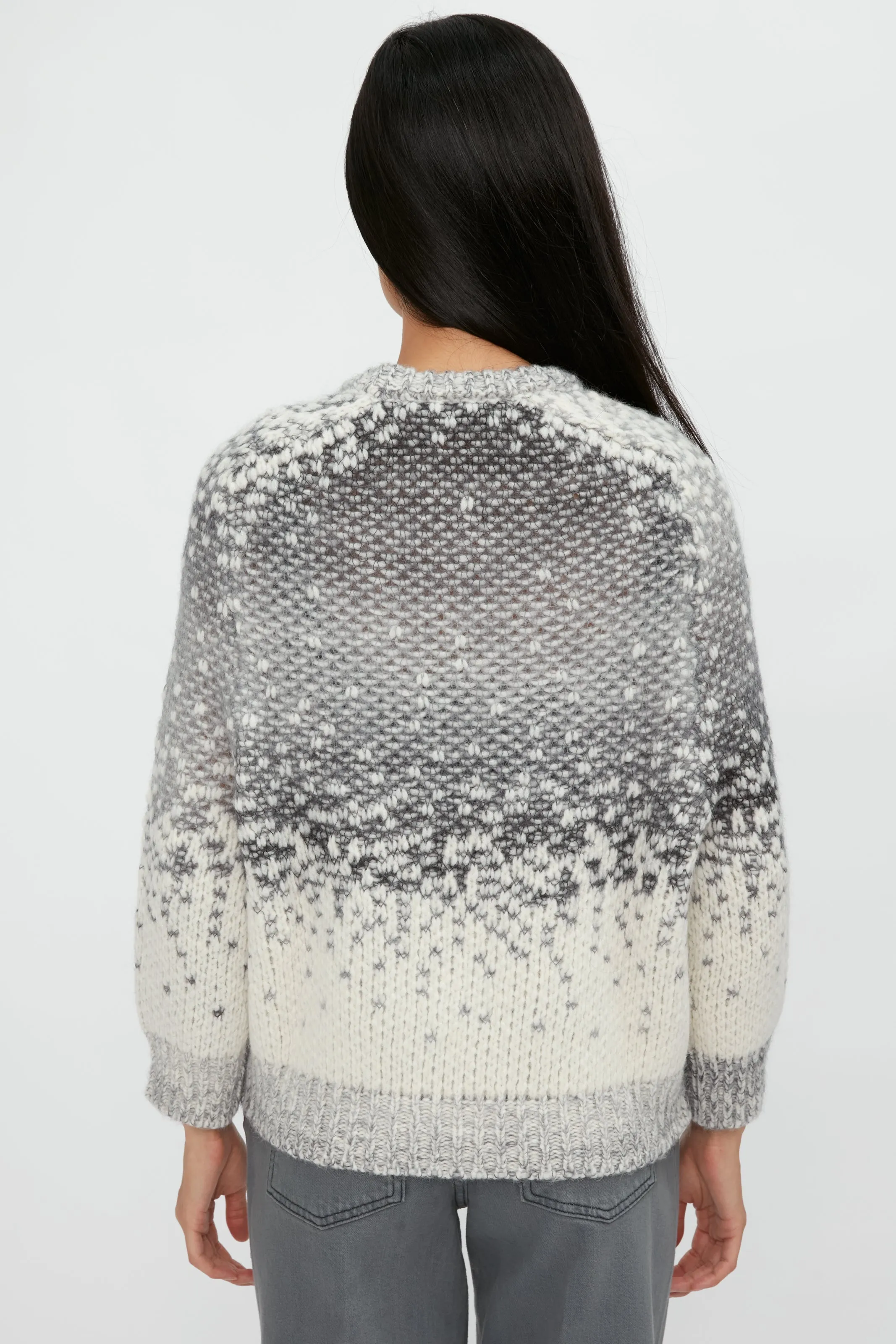 Suri Alpaca Dégradé Jacquard Sweater in Snow Dolomite