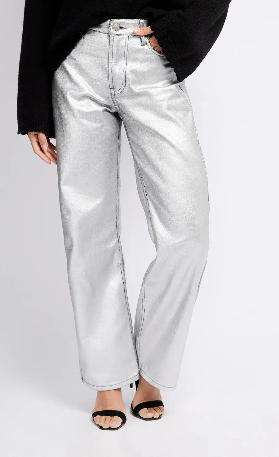 Sylvie Coated Trousers (Silver)