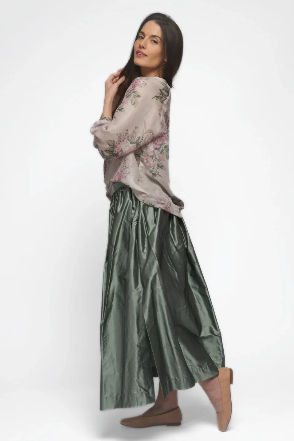 Tallulah Silk Skirt in Abyss