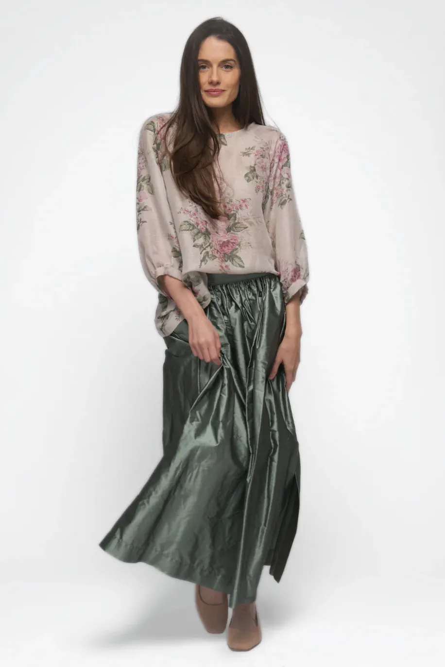 Tallulah Silk Skirt in Abyss