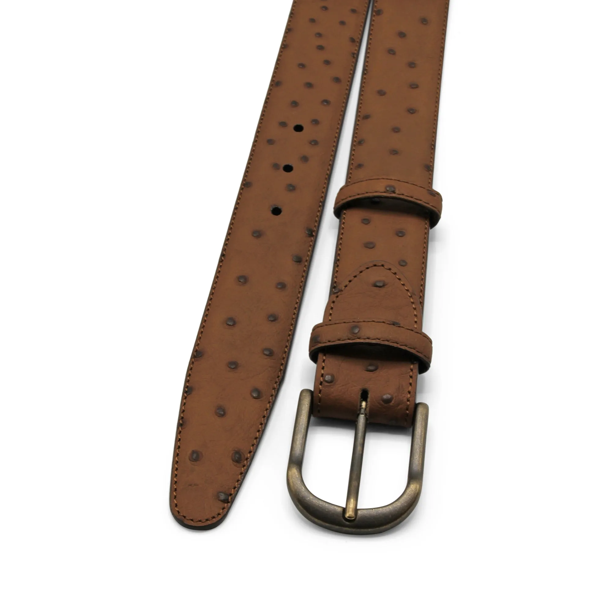 Tan Mock Ostrich Antique Belt