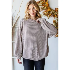 Taupe Oversized Ribbed Sweatshirt