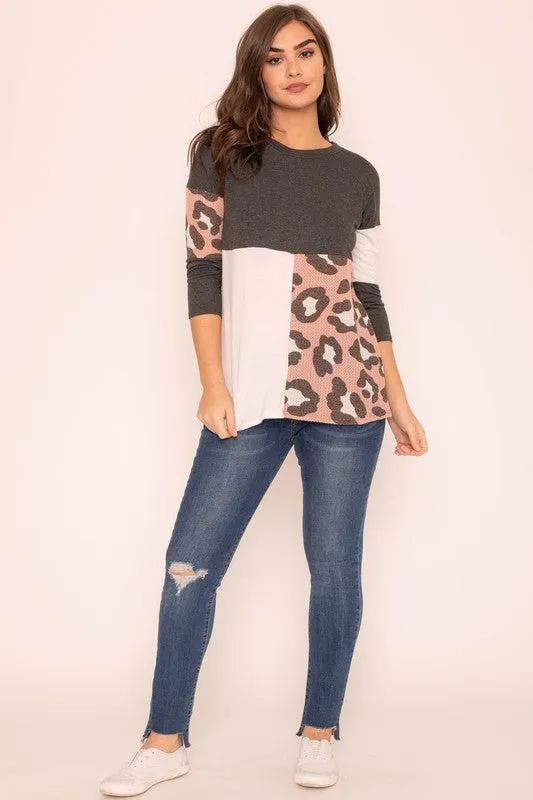 TEEK - Leopard Color Block Tunic