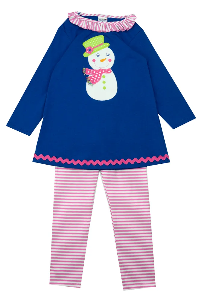 The Bailey Boys Snowman Appliqué Two Piece Pant Set