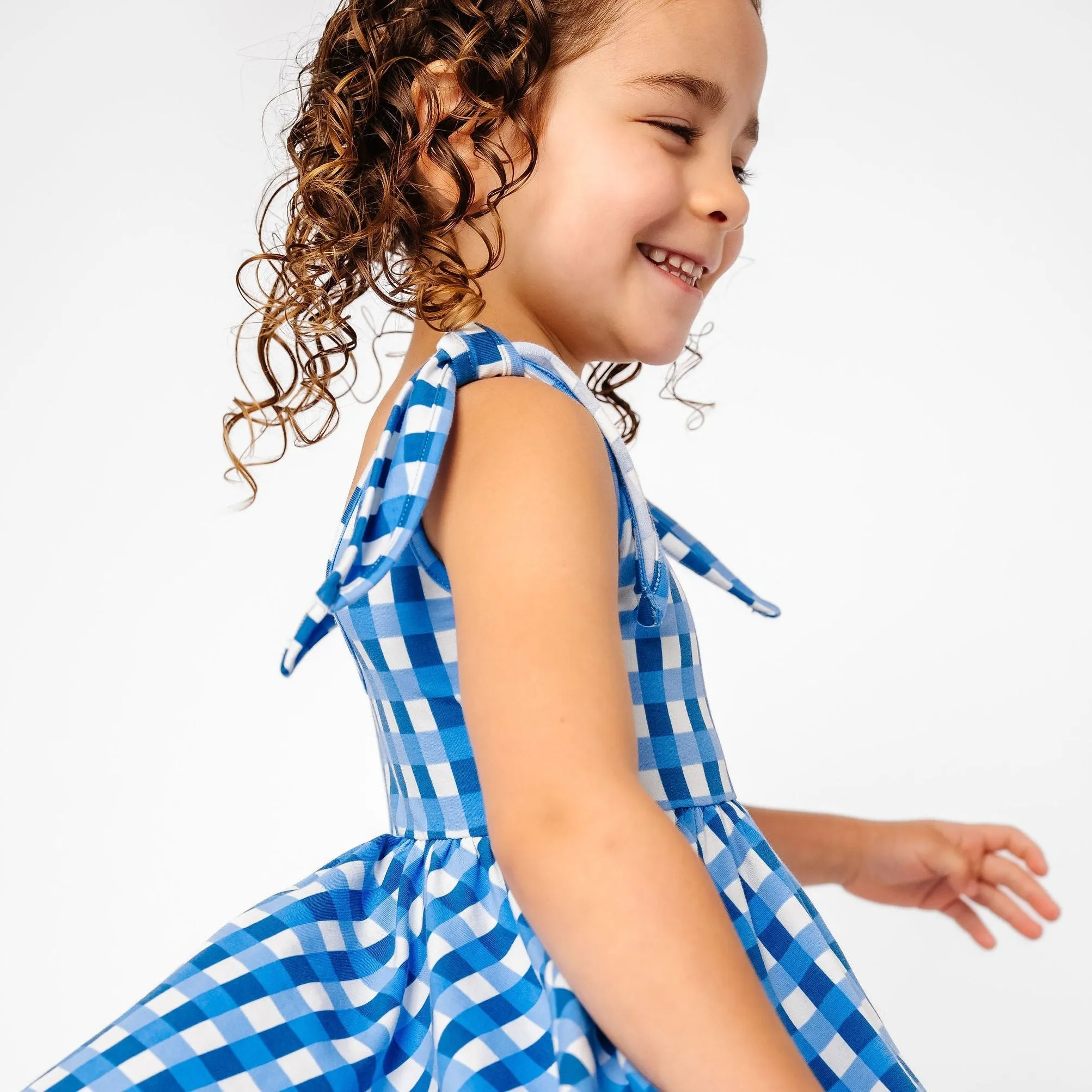 The Bow Tank Ballet Dress in Blue Lattice