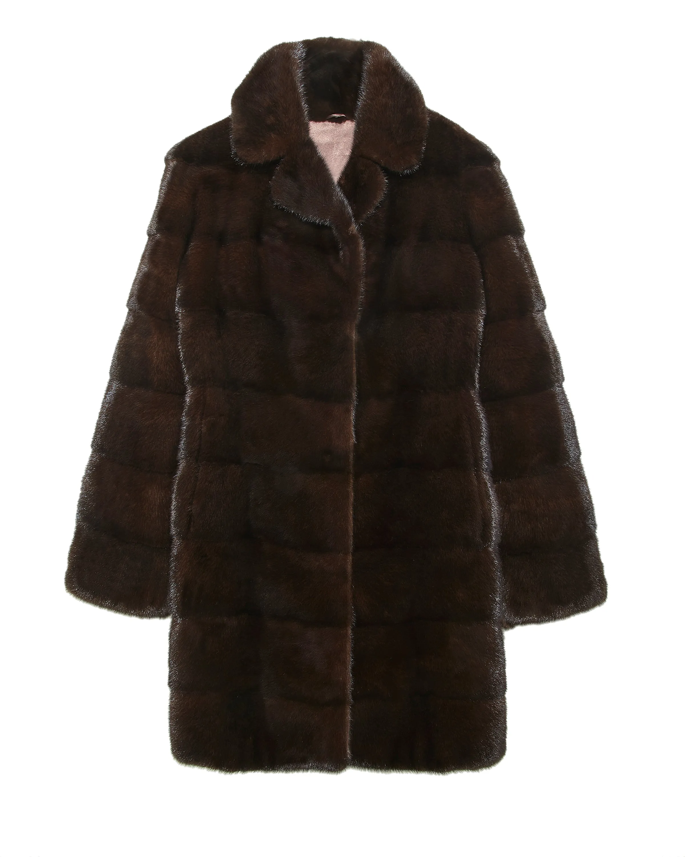 The Kristina Horizontal Mink Fur Coat With Notch Collar