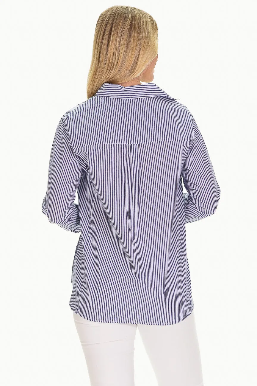 The Savannah Tunic in Navy Stripe