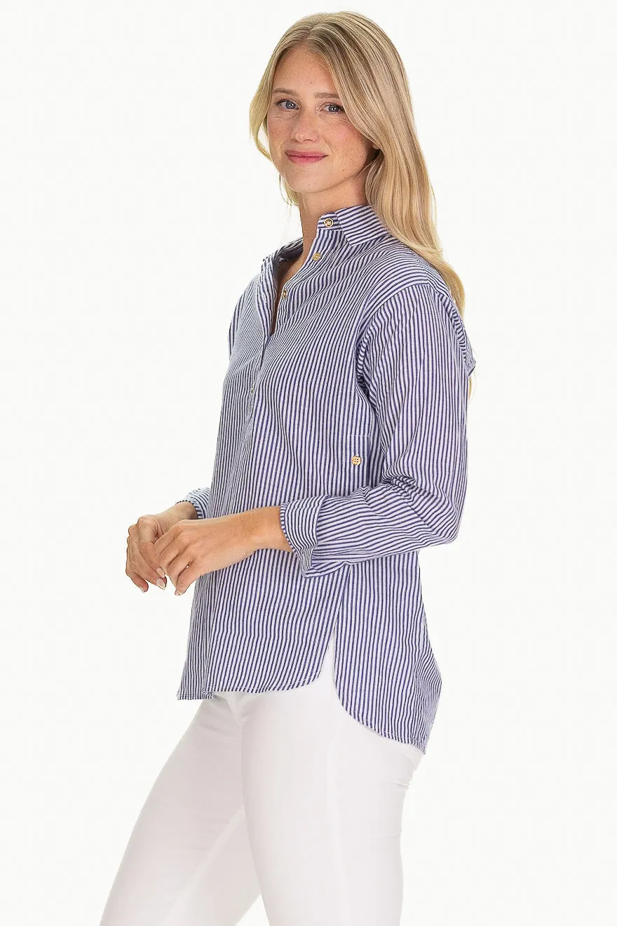 The Savannah Tunic in Navy Stripe