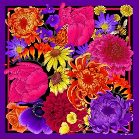 The Tulip & Dahlia Silk Scarf - Fuchsia | 65x65cm [Preorder]