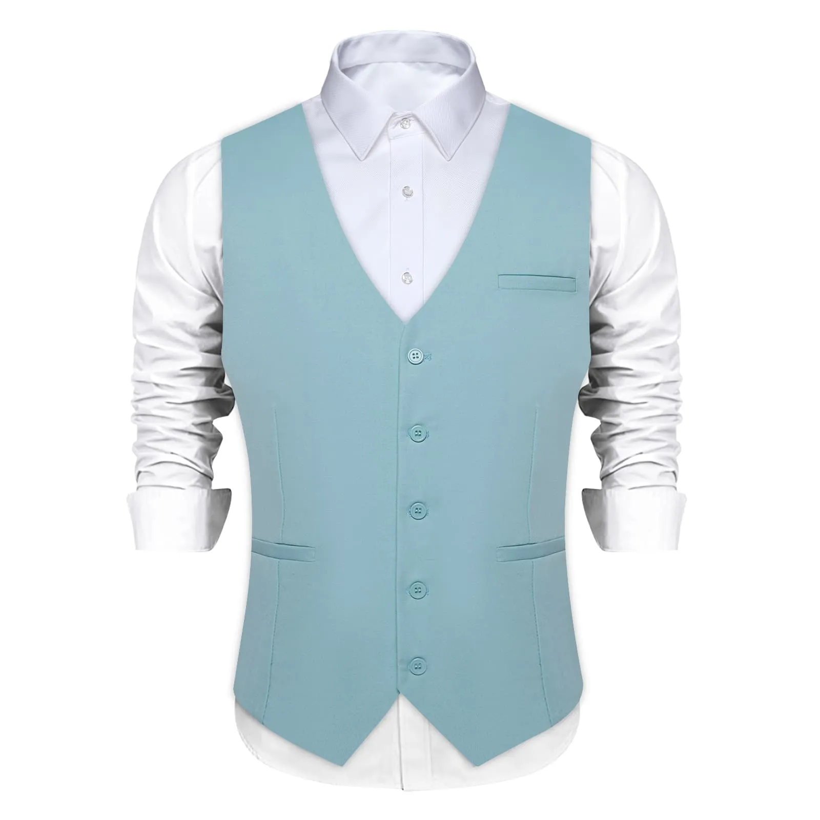 Ties2you Work Vest Pastel Blue Solid Silk Mens  Dress Tuxedo Vest for Business