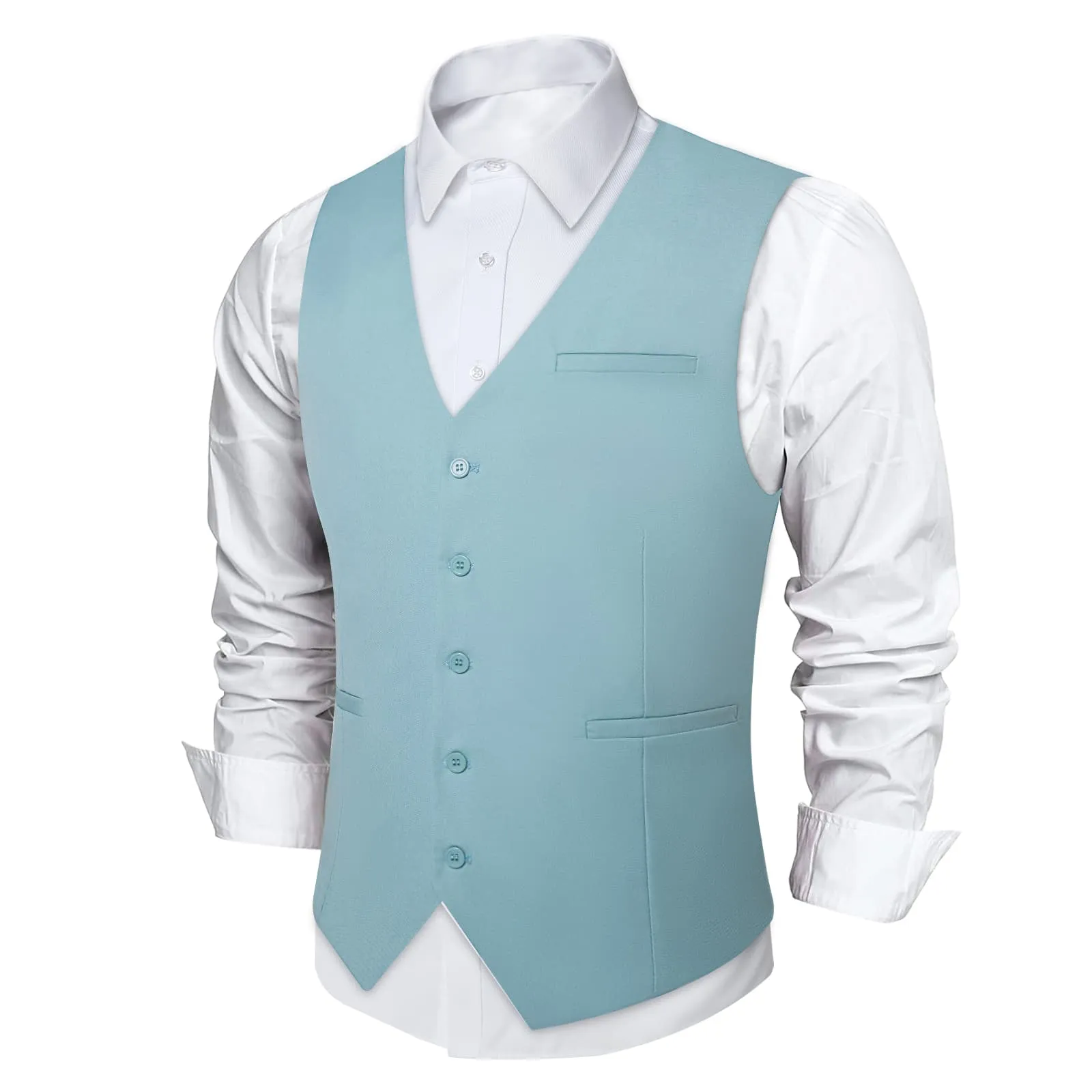 Ties2you Work Vest Pastel Blue Solid Silk Mens  Dress Tuxedo Vest for Business