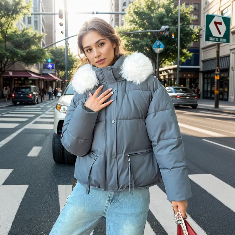 Toleet 2000s fashion Women's down Cotton-Padded Coat 2024 New Women's Large Fur Collar Cotton-Padded Jacket Loose Thickened Coat Short