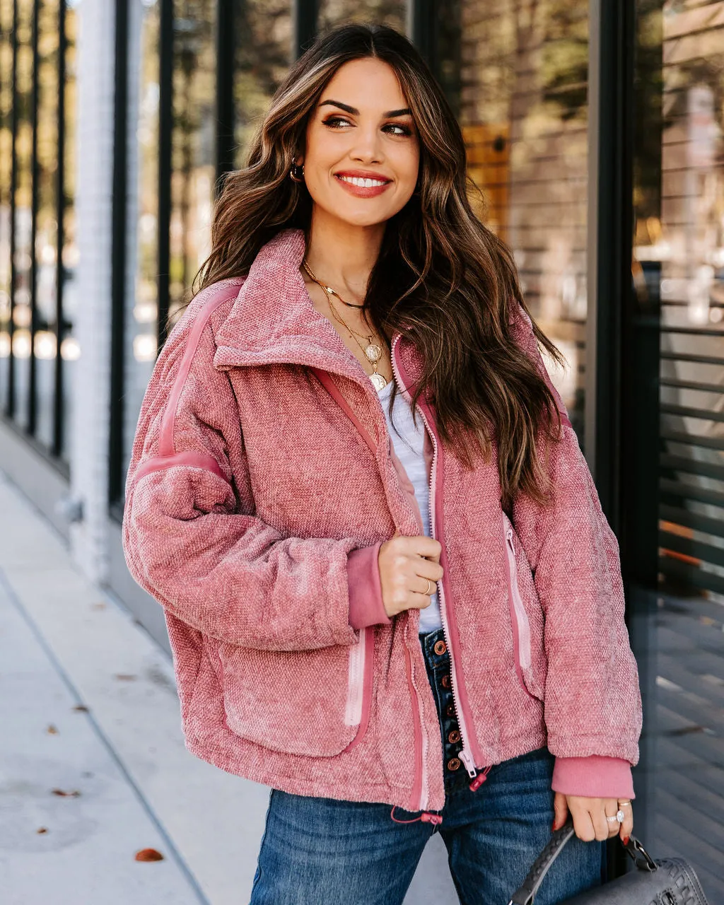 Toleet-Winter and Autumn Outfits Christmas/Thanksgiving_Carey Quilted Jacket - Rose Pink