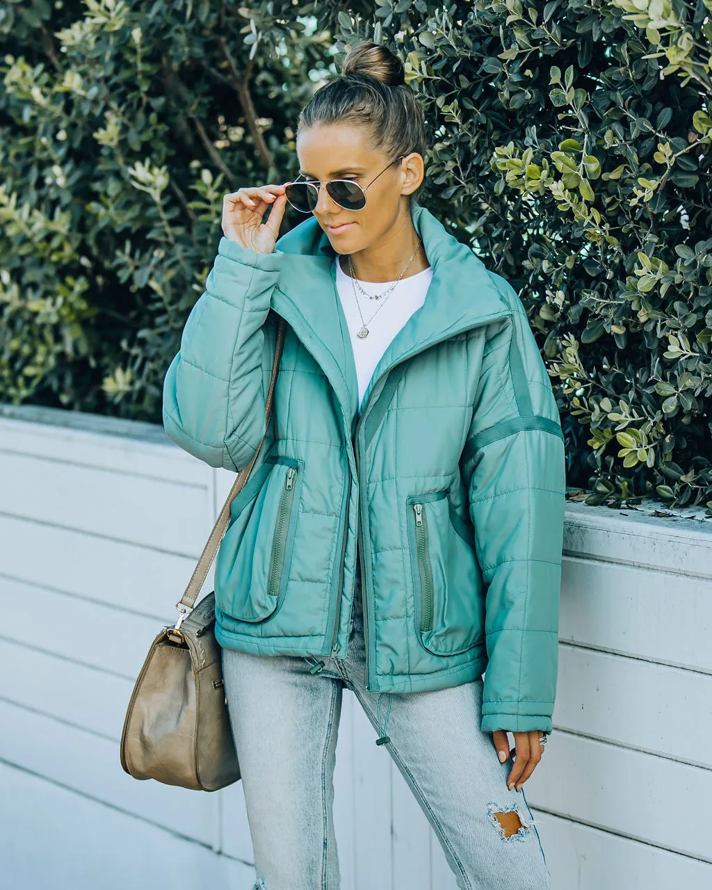 Toleet-Winter and Autumn Outfits Christmas/Thanksgiving_Cassian Quilted Puffer Jacket - Seafoam with Pockets