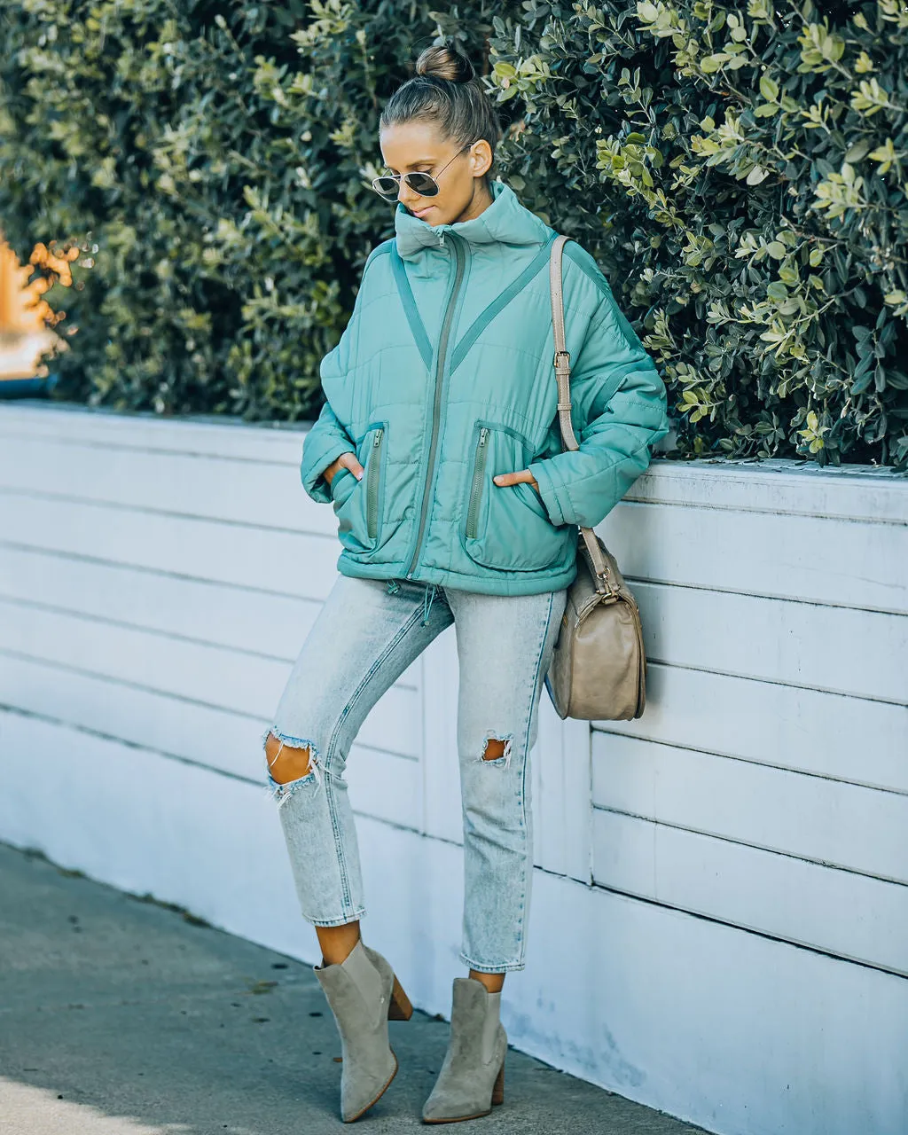 Toleet-Winter and Autumn Outfits Christmas/Thanksgiving_Cassian Quilted Puffer Jacket - Seafoam with Pockets