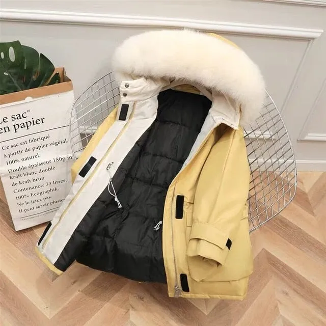 Trendy Faux Fur  Large Hooded Coat