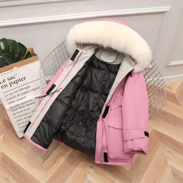 Trendy Faux Fur  Large Hooded Coat