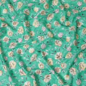 Uragiri Cotton Voile Fabric - Mint Green with Floral Symphony, 110 cm Wide, Japanese Excellence-D17731