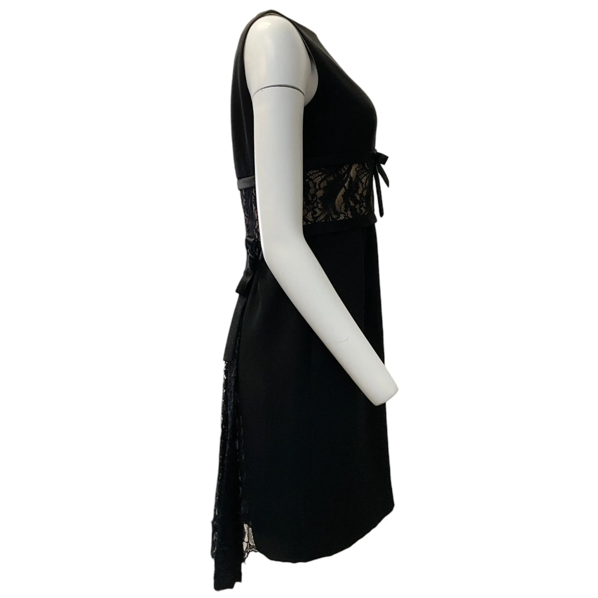 Valentino Black Crepe / Lace Sleeveless Dress