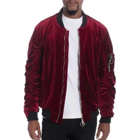 Velour Scrunched Bomber Jacket