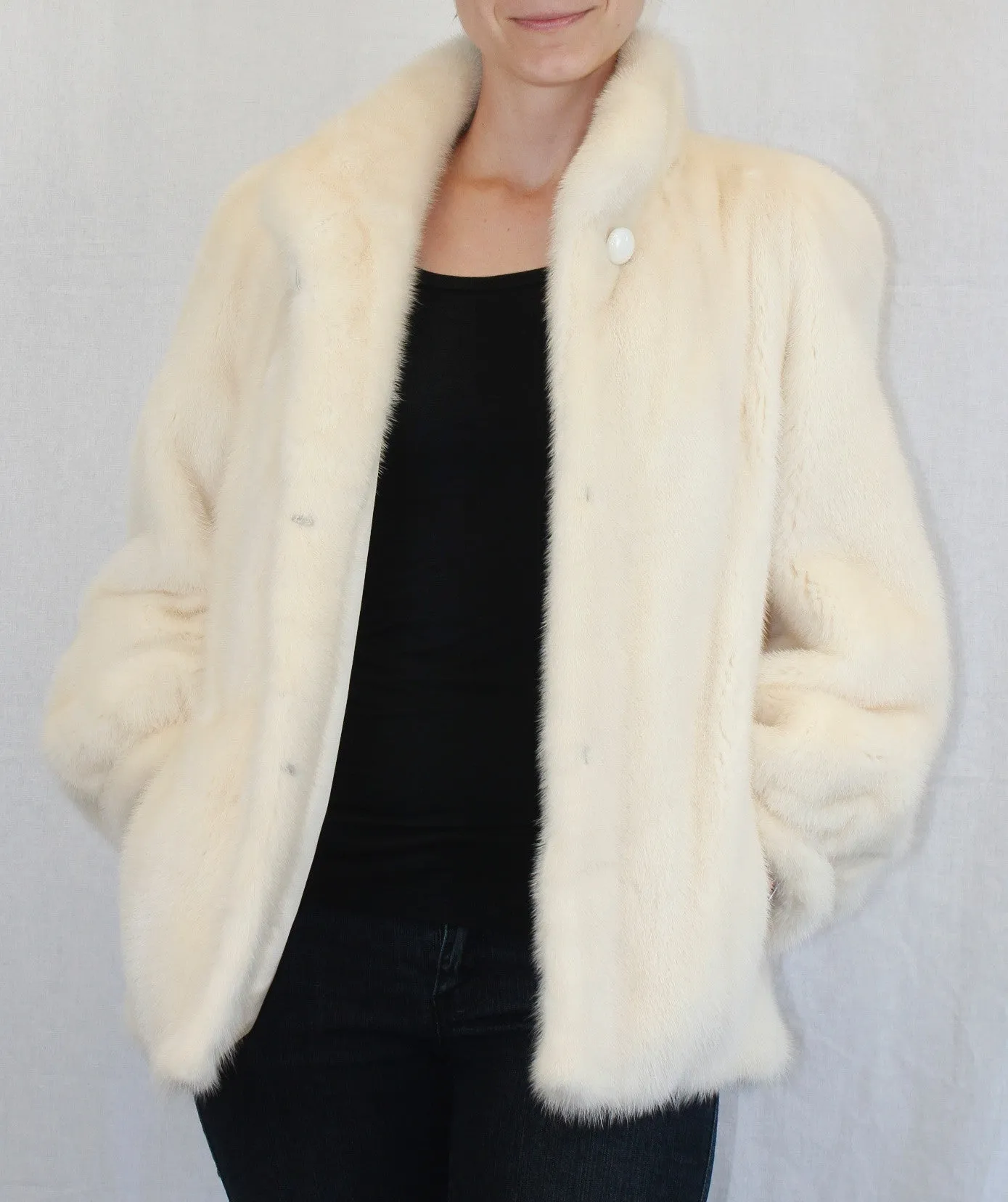 Vintage Glacial Mink Fur Jacket (Beautiful Off-White) -M