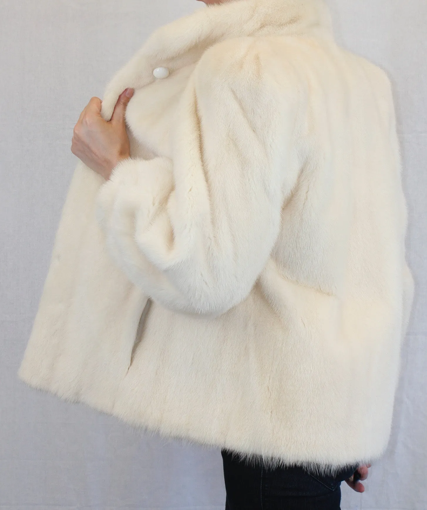 Vintage Glacial Mink Fur Jacket (Beautiful Off-White) -M