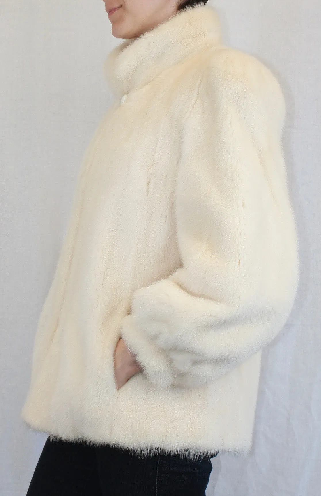 Vintage Glacial Mink Fur Jacket (Beautiful Off-White) -M