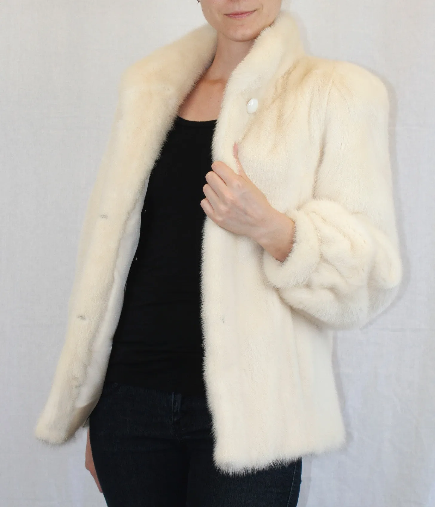 Vintage Glacial Mink Fur Jacket (Beautiful Off-White) -M