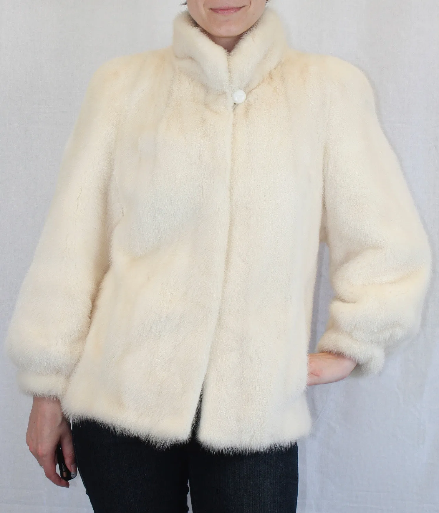 Vintage Glacial Mink Fur Jacket (Beautiful Off-White) -M