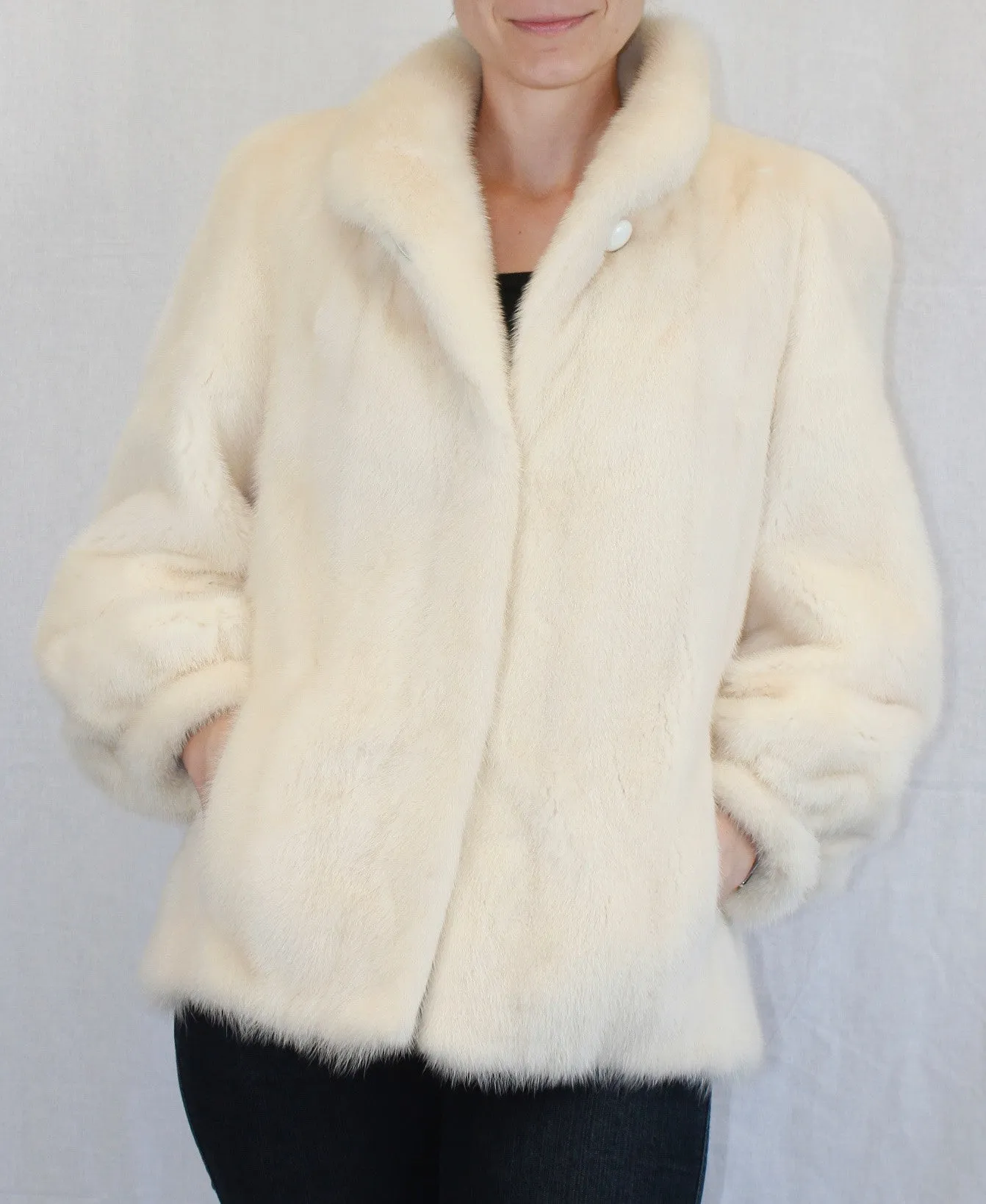 Vintage Glacial Mink Fur Jacket (Beautiful Off-White) -M