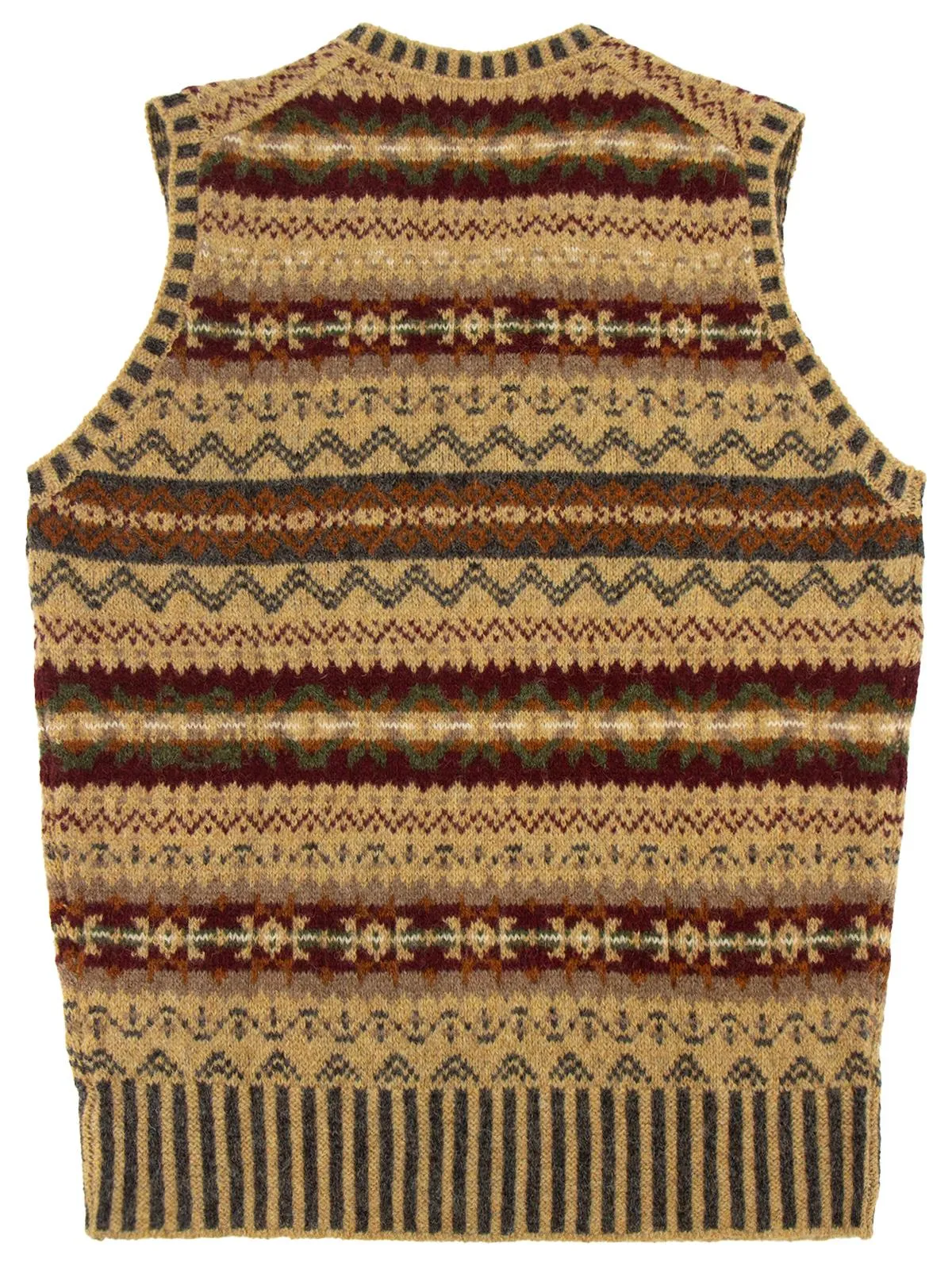 Vintage Style Shetland Wool Fair Isle Vest in Oswald Beige