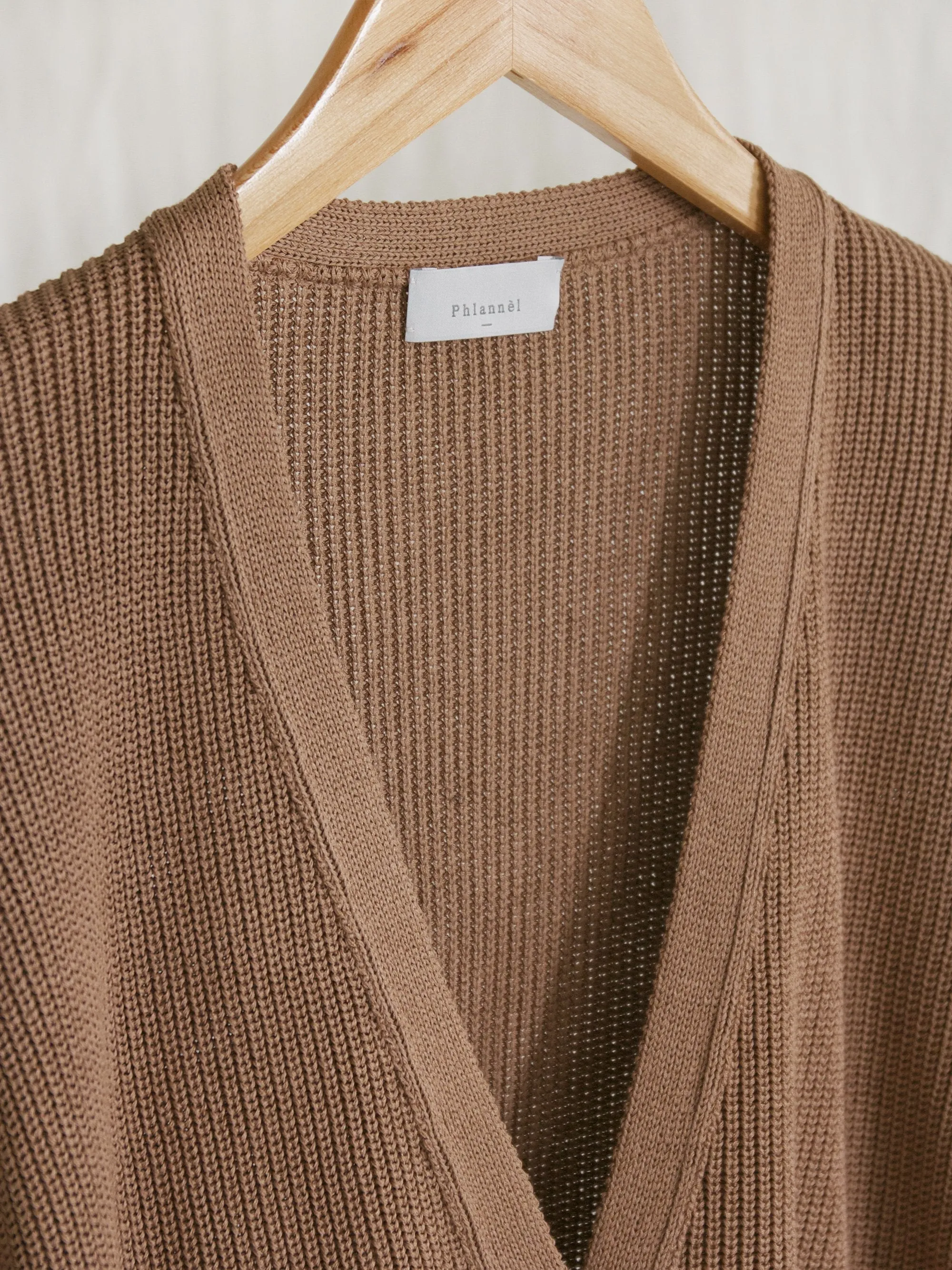 Washi Silk Belted Knit Cardigan - Almond