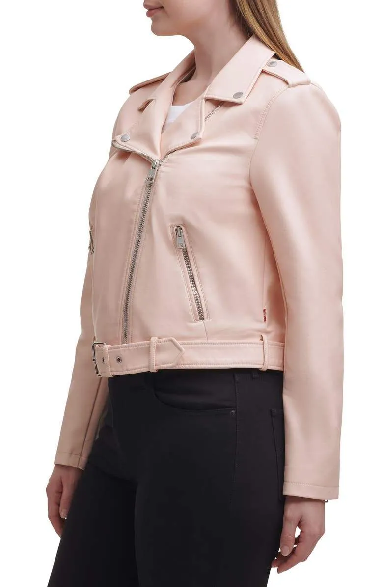 Water Repellent Fashion Belted Moto Biker Jacket