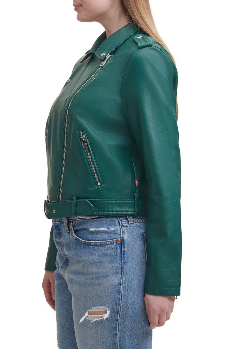 Water Repellent Fashion Belted Moto Biker Jacket