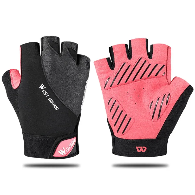 WEST BIKING YP0211210 Mountain Cycling Gloves Half Finger Breathable Anti-Slip Gloves Riding Equipment, Size: M(Pink)