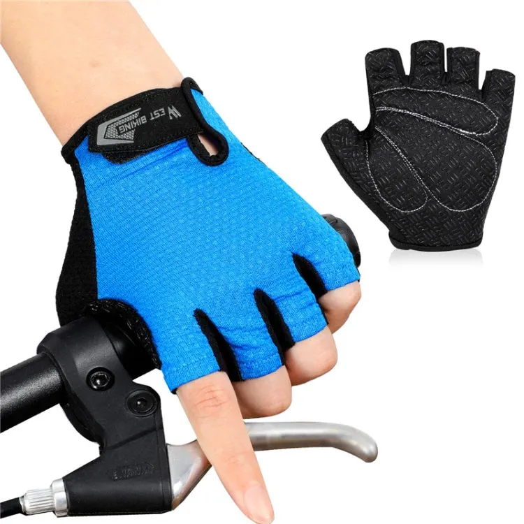 WEST BIKING YP0211218 Cycling Breathable Short Gloves Non-Slip Half Finger Gloves, Size: 2XL(Blue)