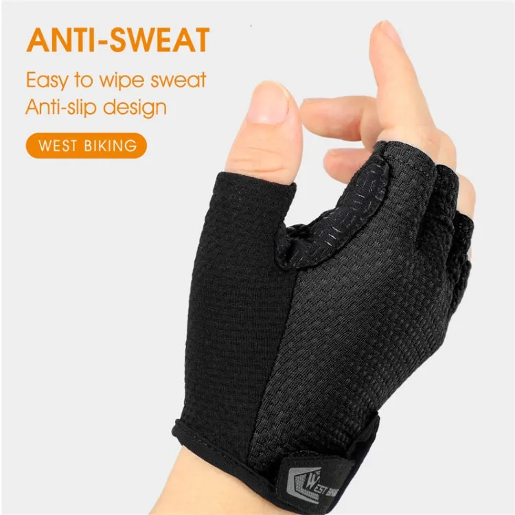 WEST BIKING YP0211218 Cycling Breathable Short Gloves Non-Slip Half Finger Gloves, Size: XL(Black)