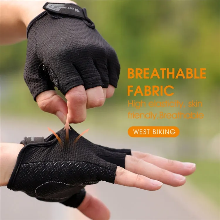 WEST BIKING YP0211218 Cycling Breathable Short Gloves Non-Slip Half Finger Gloves, Size: XL(Black)