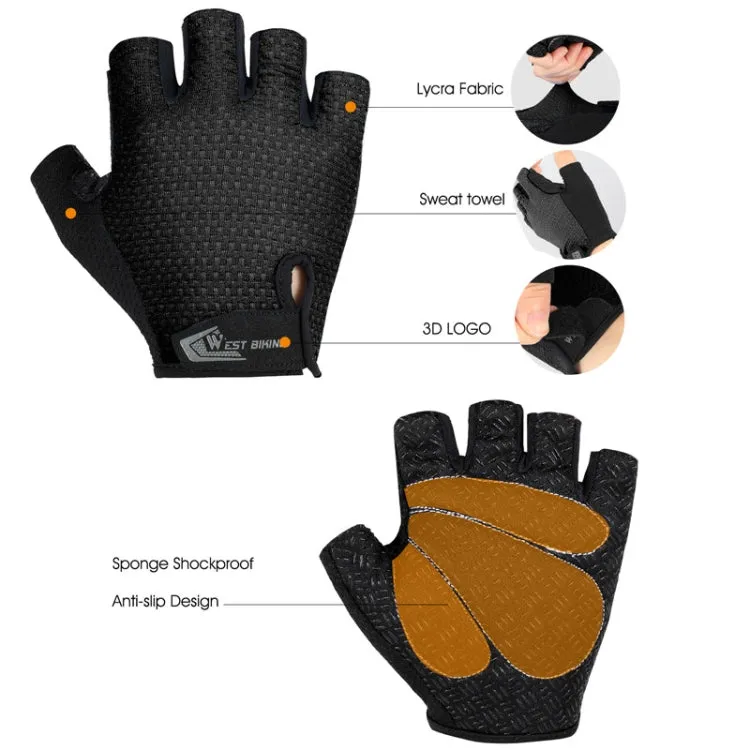 WEST BIKING YP0211218 Cycling Breathable Short Gloves Non-Slip Half Finger Gloves, Size: XL(Black)