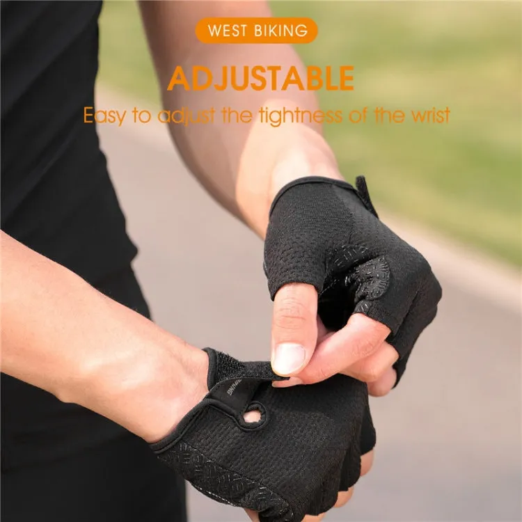 WEST BIKING YP0211218 Cycling Breathable Short Gloves Non-Slip Half Finger Gloves, Size: XL(Black)